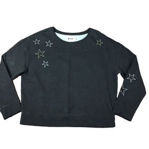 P A C T Organic Embroidered Slouchy Sweatshirt in Star Embroidered Size Large